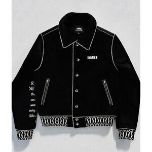 IEMBE by Travis Dimeer Terry Black Rhinestone Embellished Bomber Jacket XL‎ NWOT